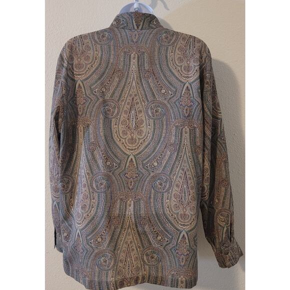 VTG Jaeger Mauve Paisley Button Up Women's Blouse Shirt Size 91cm 36 in Medium - Picture 2 of 4